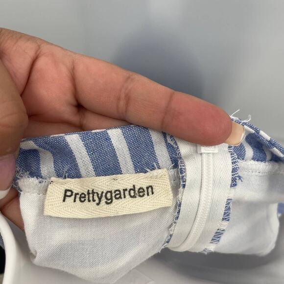 Nautical Blue and White Striped Jumpsuit with Tie Waist by Pretty Garden - Picture 6 of 9